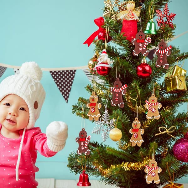 24 Stykker Pepperkake Julepynt Pepperkake Mann Julepynt Pepperkake Mann Hengende Julepynt til Juletre Dekor