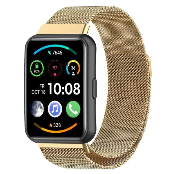 Milanolainen magneettinen solkirannekehihna Huawei Watch Fit 2:lle Sports, hengittävä korvaava ranneke Huawei Watch Fit 2:lle Gold