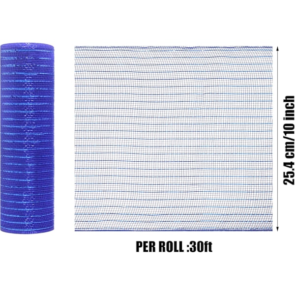 Deco Mesh 10 tommer x 30 fod, Blå Metallic Folie Mesh Stof, Patriotisk Bånd,