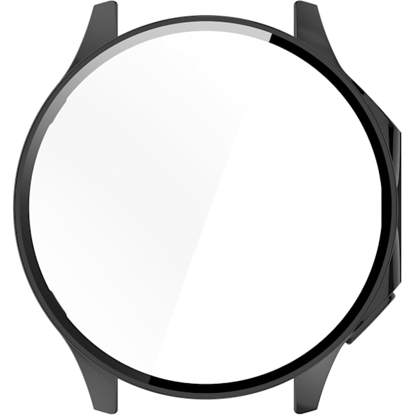 Full Coverage Skal med Skärmskydd Kompatibelt med Oneplus Watch 2, PC och Äkta Glas Skyddande Skal Klocktillbehör (PC/Svart)