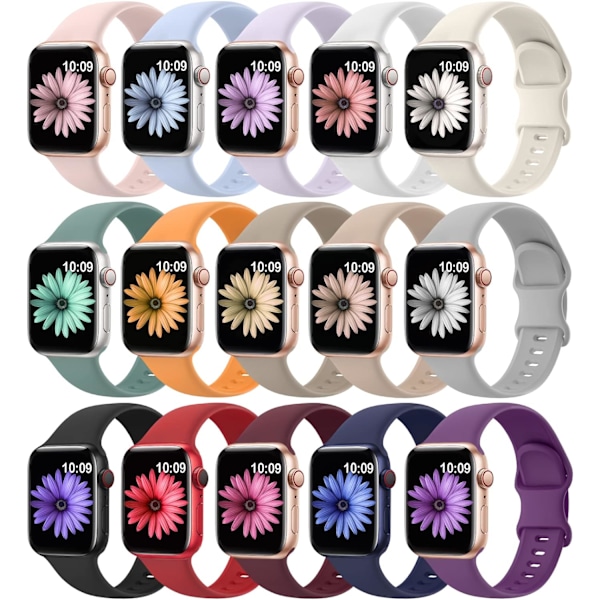 15-pack mjuka silikonband som är kompatibla med Apple Watch Slumpmässig färg