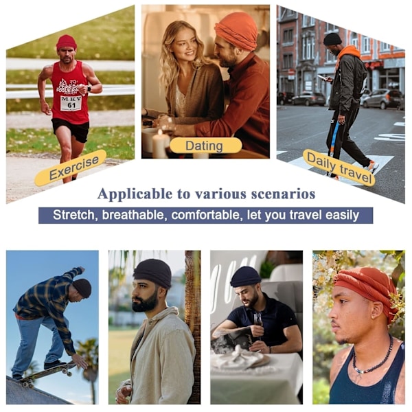 2 stk. Turban til mænd Stretch Halo Turban Hue Lang