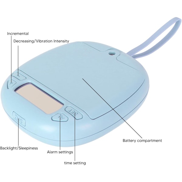 Vibrerande väckarklocka under kudden, digital väckarklocka med LED-display, bärbar väckarklocka för tunga sovare (himmelsblå)