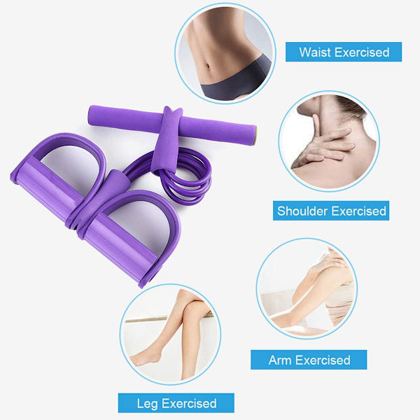 ECYC Ft Pedal Rll y Abdmen Trainer Telescpic Belt Handle Elastic Pull Rpe  Arm Leg Fitness Shaping Hme Sprts Sit-ups Yga High Elastic Purple