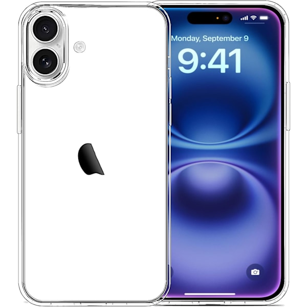 Yhteensopiva iPhone 16 -kotelon kanssa Kirkas, pehmeä läpinäkyvä TPU-suojus, ohut iskunkestävä puhelinkotelo iPhone 16 6.1-Ih:lle, kirkas kirkas