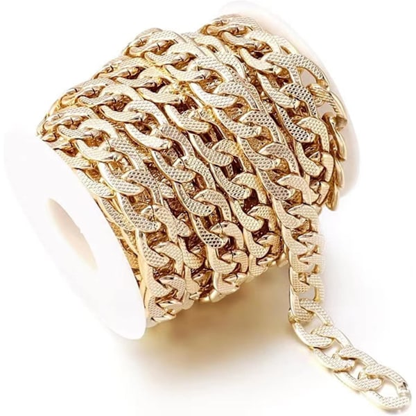5 meter platt kantkedja i aluminium 15x10 Twisted Miami Cuban Link