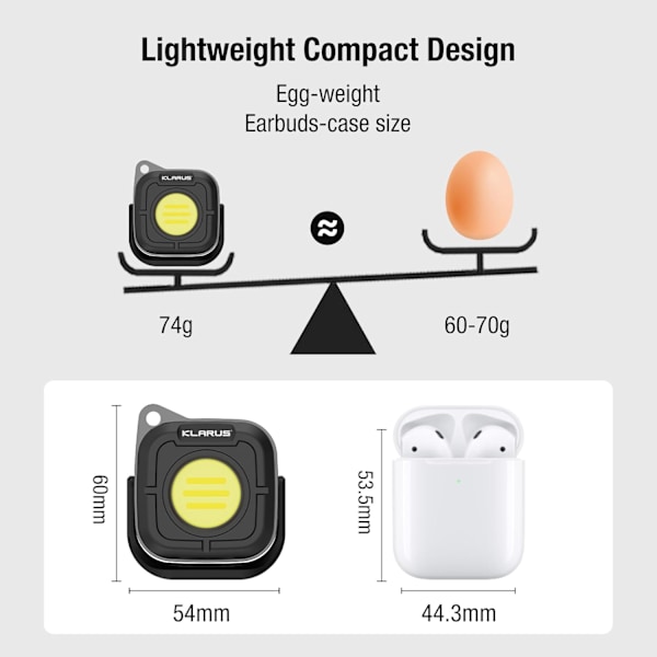 Genopladelig Campinglampe - 650LM 8 Tilstande med Magnetisk Base & Krog | IPX5 til Udendørs Brug, Nødsituationer (Sort)