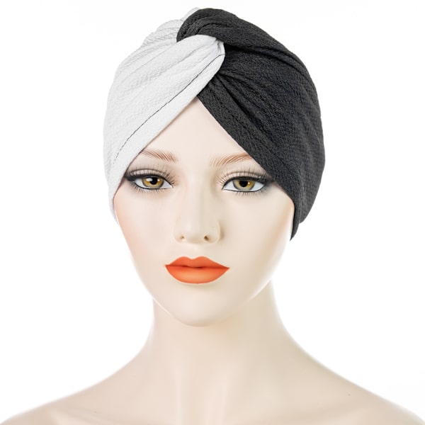To-farget Patchwork Front Cross Over Hood Muslim Hodescarf