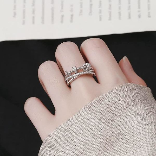 Sterling SilverRing med Cubic Zircon - Justerbar Stress Spinner Anxiety Ring