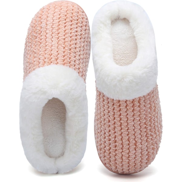 Women's Memory Foam Slippers Comfort Wool-Like Plush Fleece Lined House Shoes