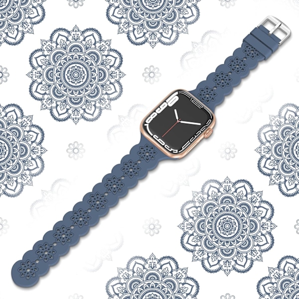 Blommigt silikonband kompatibelt med Apple Watch -band 38 mm