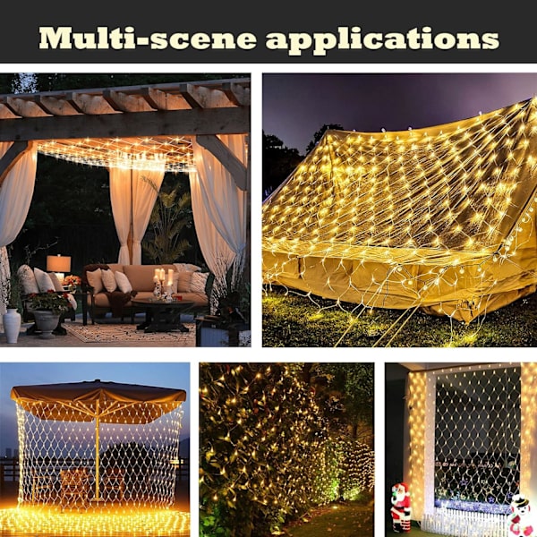 Nätljus utomhus, 480 LED paviljongnätljus, 10×10 FT anslutningsbara ljusslingor med 8 belysningslägen, LED-nätljus för buskar, trädgård, 10×10