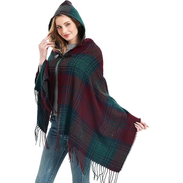 Ternet poncho sweater med åben front, kappefrakke og tæppe sjal til kvinder