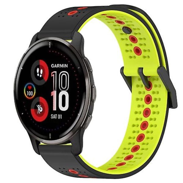 För Garmin Venu 2 Plus 20mm Trefärgad Andningsbar Silikonklockarmband DWZ Black-Lime-Red