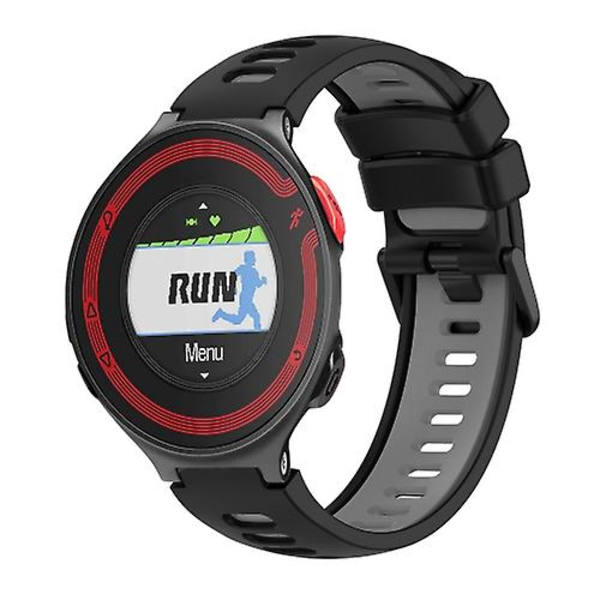 For Garmin Forerunner 220 To-farvet silikone urrem ZQB Black-Grey