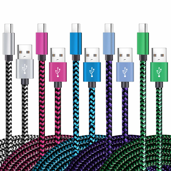 USB Typ C-kabel Snabbladdning, Tpc001 5-pack (6Ft 3A)