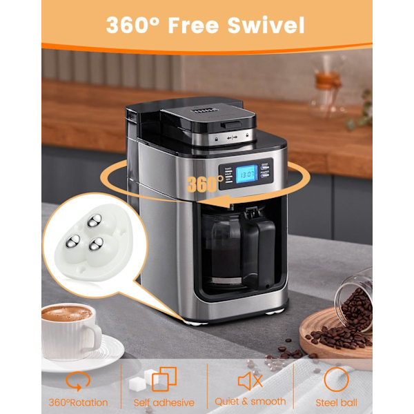 Selvklæbende Caster Wheels - 360° Mini Swivel Wheels til små apparater og møbler (hvid, 8 stk.)
