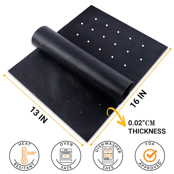 2 perforerade teflon grillmattor, non stick grillmattor