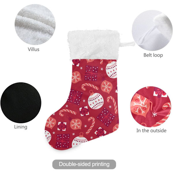 Julklapp, Personliga Julklappsstrumpor 2-pack Jul Röd Presenter 45,7 cm Julstrumpor Hängande Ornament Eldstad för Träddekoration