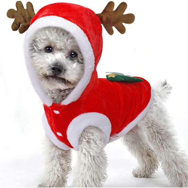 Hundekostume til jul, Pet Cold Weather Sweater Coat, Valp Claus Ren