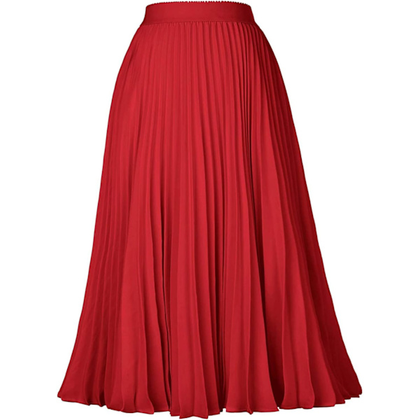 Kvinners Chiffon Høy Midje Skjørt Plissert A-Linje Swing Elastisk Rynking Lengde