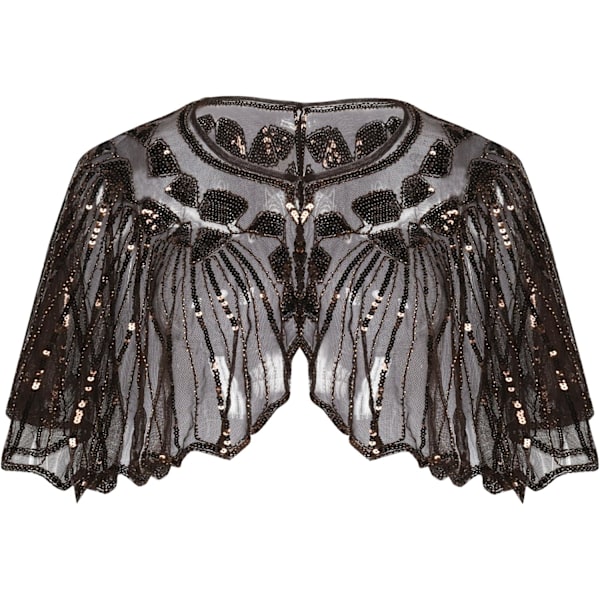 Kvinders 1920'er Shawl Perlebesat Sequin Deco Aften Cape Bolero Flapper Cover Up