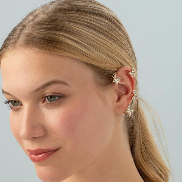 2PCS Sommerfugl Øreringe Øre Manchetter Klatrer Wrap Around Øreringe til Kvinder Pige