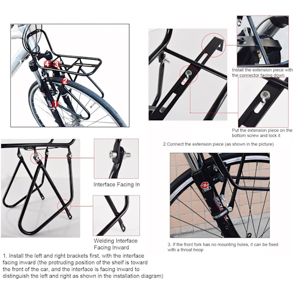 Cykel Front Rack Stål | Front Bike Cargo Rack | Bike Cargo RackCargo Net | Med Stabilitet Og Universal | Passer Til Multifunktionel Og Universal Brug |