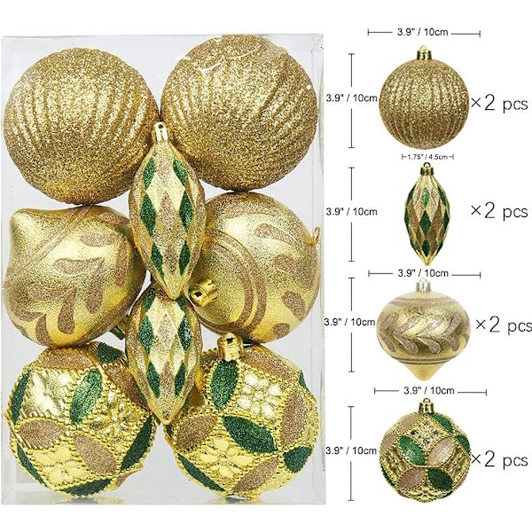 8 st 3,94\" julgranskulor krossäkra guld julgran
