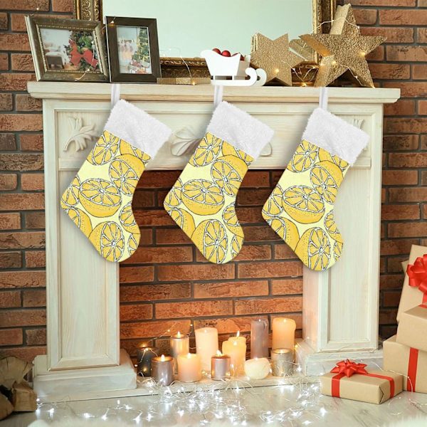 Julklapp, personliga julklappsstrumpor set om 2 citroner 45,7 cm julstrumpor hängande ornament spis för träddekoration  17.71x