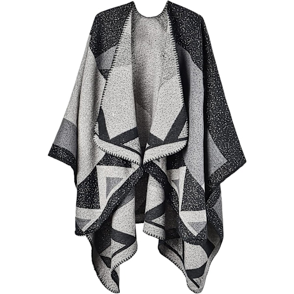 Women's Winter Warm Shawl Wraps Cape Fall Knit Wool Plaid Ponchos Blanket Sweater