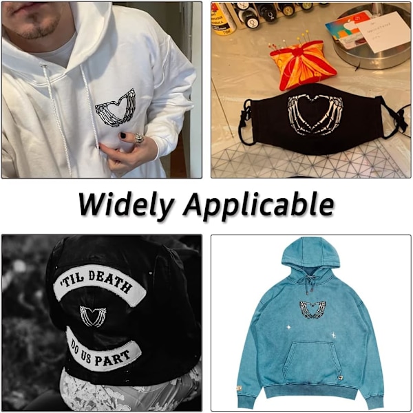 Skeletthänder i form av en hjärtlapp (2 st) - Broderad applikation för kläder och accessoarer