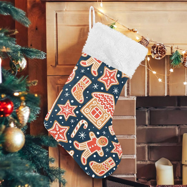 Julklapp, Personliga Julklappsstrumpor 2-pack Pepparkaka Jul 45,7 cm Julstrumpor Hängande Ornament Kamin för Träddekoration