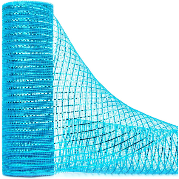 Turquoise Blue Metallic Mesh Ribbon,10 inch x 30 feet(10Yard), Turquoise Blue