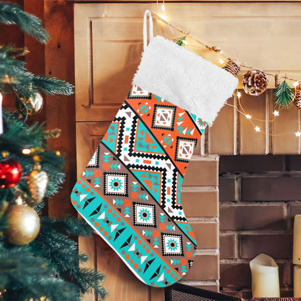 Julklapp, personliga julklappsstrumpor set om 2 Tribal Aztec tema 45,7 cm julstrumpor hängande prydnad spis för träddekoration