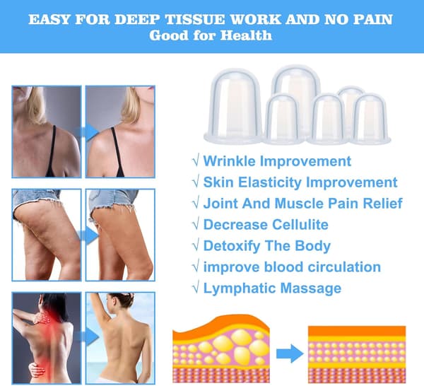 Silikone Cupping Terapi Sæt - Cupping Sæt til Massage Terapi - Cellulitefjerner Cupping Sæt - Anti Cellulite Kop Massager, Vakuum Suge Massage