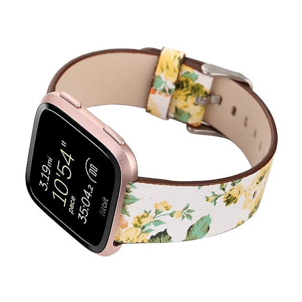 För Fitbit Versa 1 / 2 Blommönster Klockarmband VUJ White Yellow
