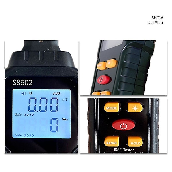 Håndholdt 3-i-1 digital strålingsdosimeter elektrisk felt magnetisk felt temperatur multifunktionel detektor hjemmekontor strålingstester lyd lys