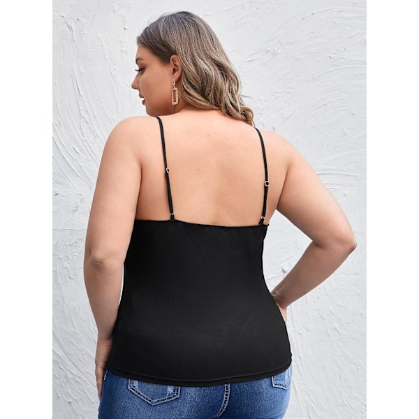 Kvinners Plus Size Spaghetti Stropp Kontrast Blonder Cami Topp Camisole