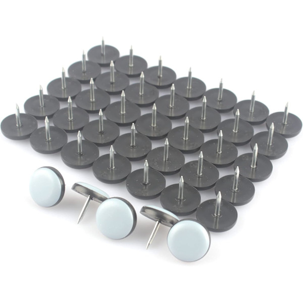 Teflon möbelglidare dynor (40-pack 3/4 tum (19 mm) bas), bord/stol/skåp/soffa små PTFE-glider, spik på möbelben av Protect The