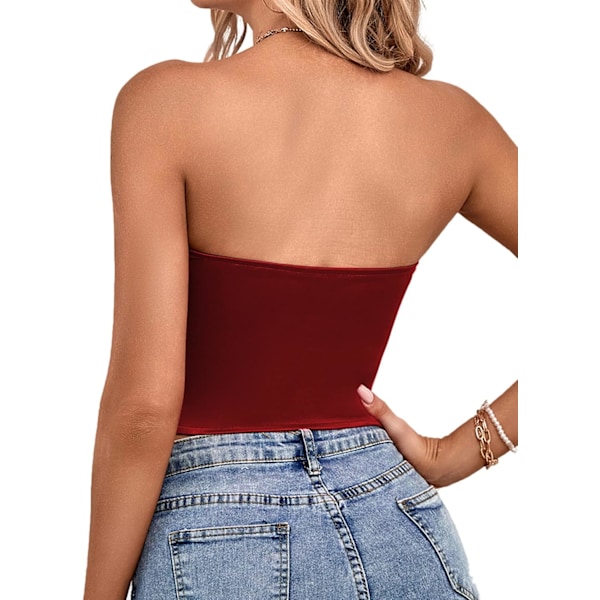 Kvinde Sexet Satin Hjerteformet Hals Crop Tube Top Stropløs Bustier Cami Korset