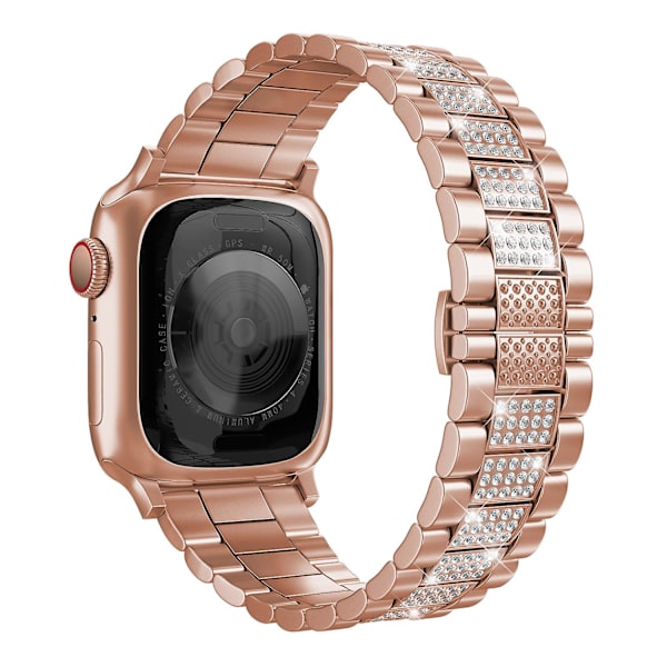 Metalldiamantrem för Apple Watch 49mm 45mm 44mm 42mm 41mm 40mm Ersättningsarmband för Iwatch 8 7 6 5 4 3se Rose gold iWatch Ultra 49mm