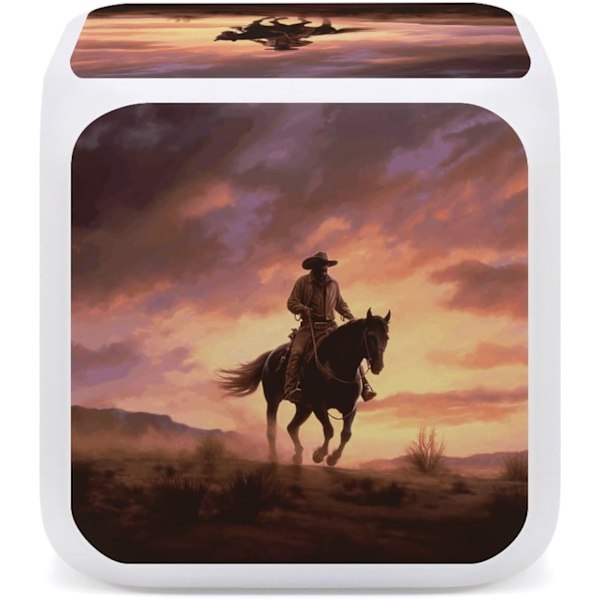 Växande väckarklocka, Cowboy West Print Digital väckarklocka, Resor, Liten väckarklocka för sängbord, Växande väckarklocka Baery Powered Vit Vit