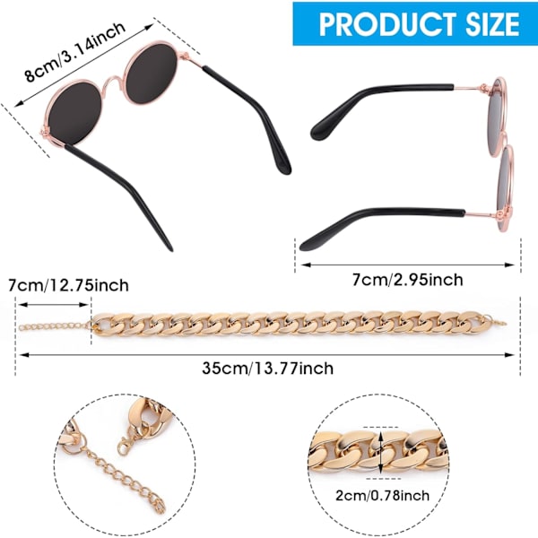 Kattesolbriller, Retro Kitten Solbriller med Rose Gold Chain Eye UV
