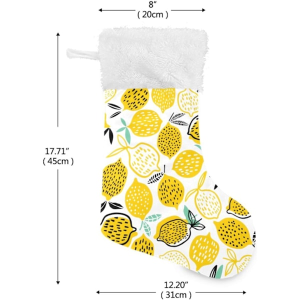Julklapp, personliga julklappsstrumpor 2-pack gul citron sommar 45,7 cm julstrumpor hängande prydnad spis för träddekoration