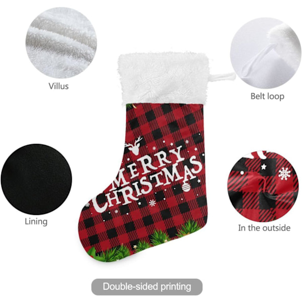 Julklapp, personliga julklappsstrumpor 2-pack Julgran Tartan Rutiga Plaid 45,7 cm Julstrumpor Hängande Ornament