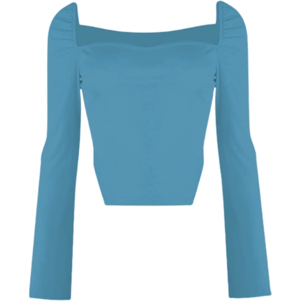 Kvinners langærmet ribbestrikket Crop Top Scoop Neck