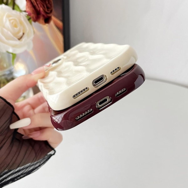 för iPhone 16 Pro Skal, Vatten Ripple Mönster Lockig Våg Ram Mjuk Kompatibel med iPhone Skal (Vinröd, iPhone 16 Pro) Vinröd