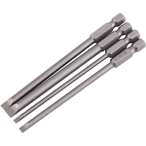 4 stk. 100 mm magnetiske skruetrækkerbits - S2 legeringsstål, 1/4 sekskantet skaft