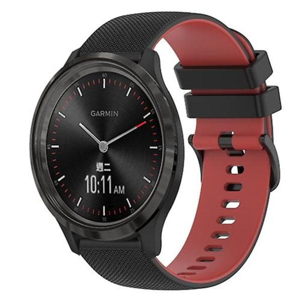 För Garminmove 3 20mm Rutiga Tvåfärgade Silikonklockarmband GOX Black-Red